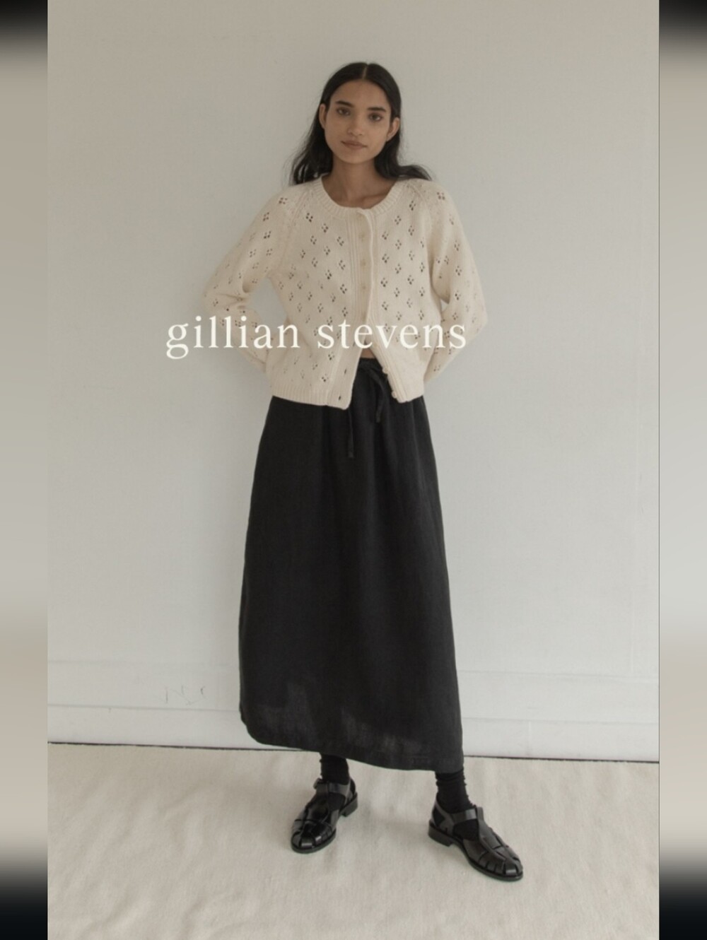 Gillian Stevens Adrie Skirt, Black Linen Maxi Skirt